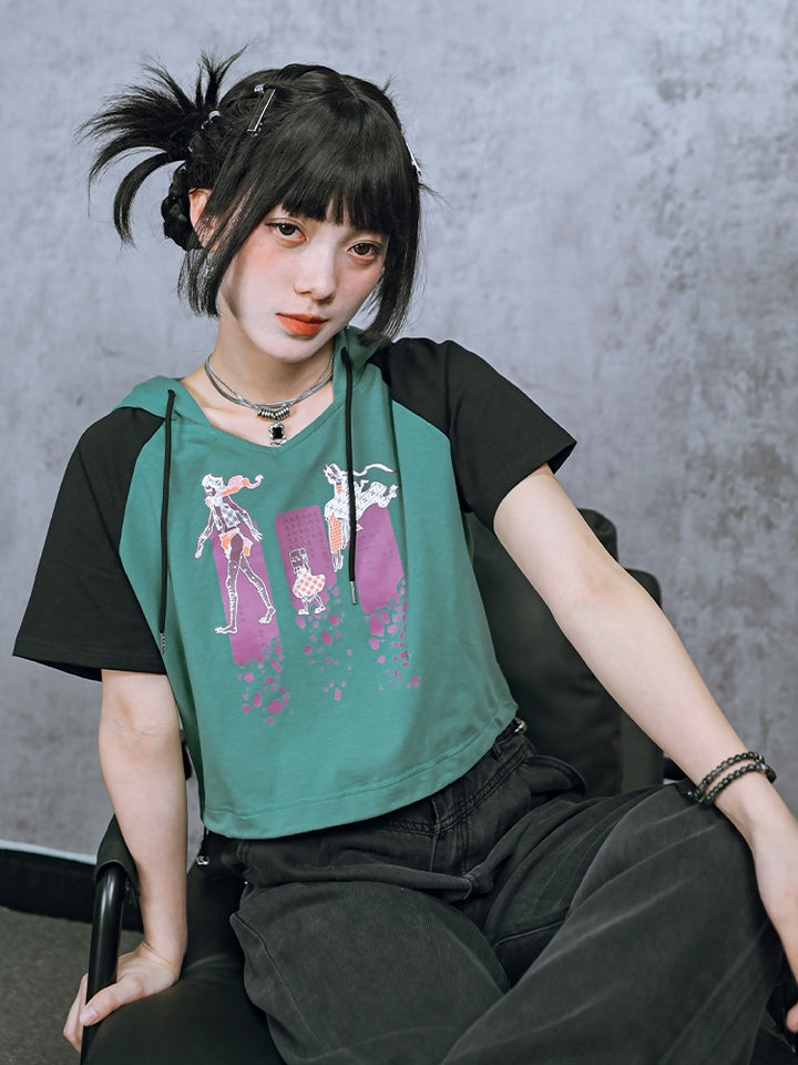 Colorblock Printed Short Sleeve T-Shirt