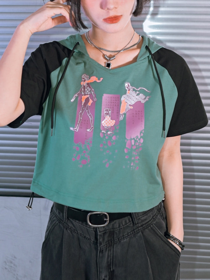 Colorblock Printed Short Sleeve T-Shirt