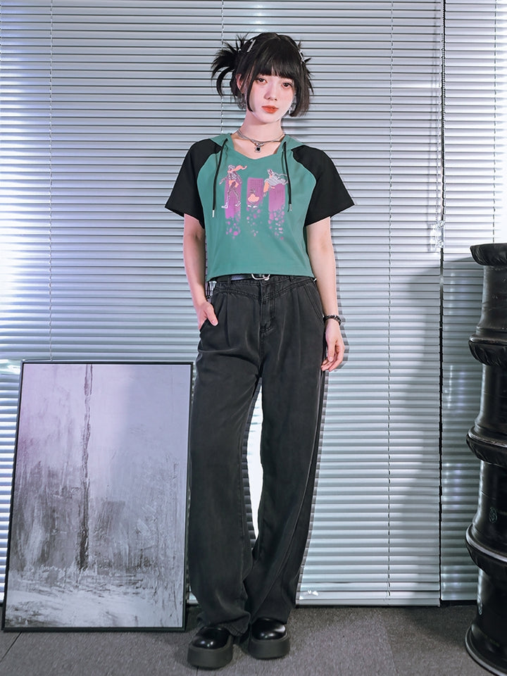 Colorblock Printed Short Sleeve T-Shirt