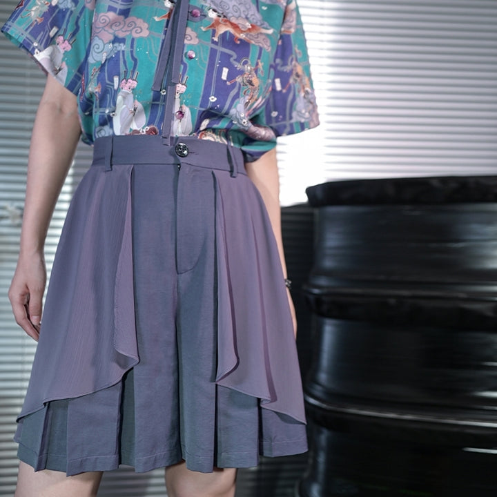 Fantasy Collection Chinese Street Style Printed Short Sleeve Fringe Shirt / Skirt