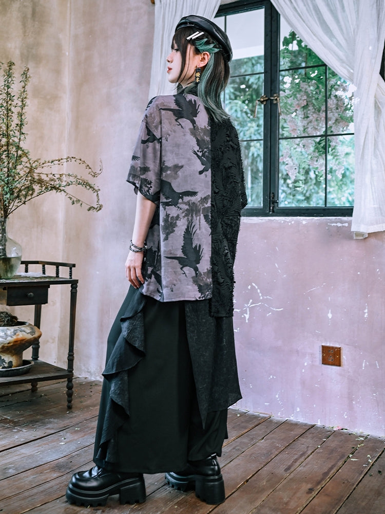 Chinese Vintage Patchwork Asymmetric Design Shirt