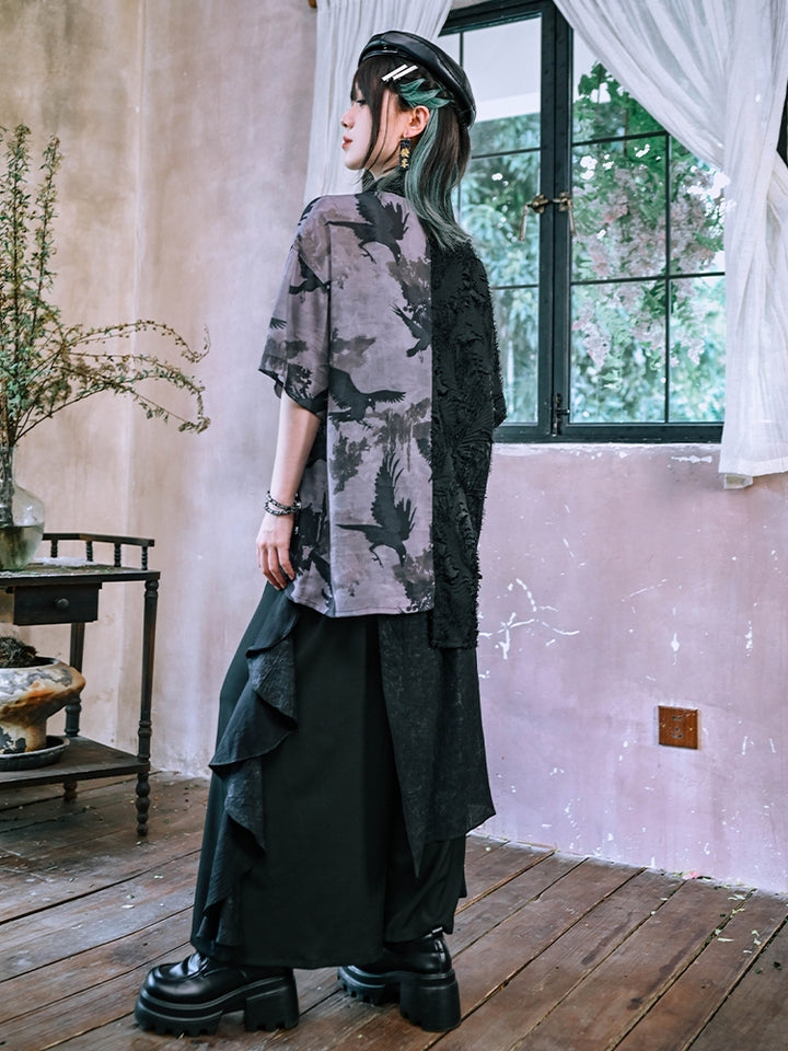 Chinese Vintage Patchwork Asymmetric Design Shirt