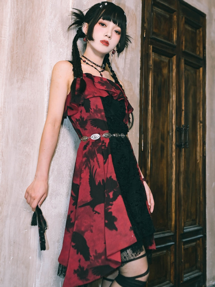 Gothic Patchwork Printed Camisole Dress