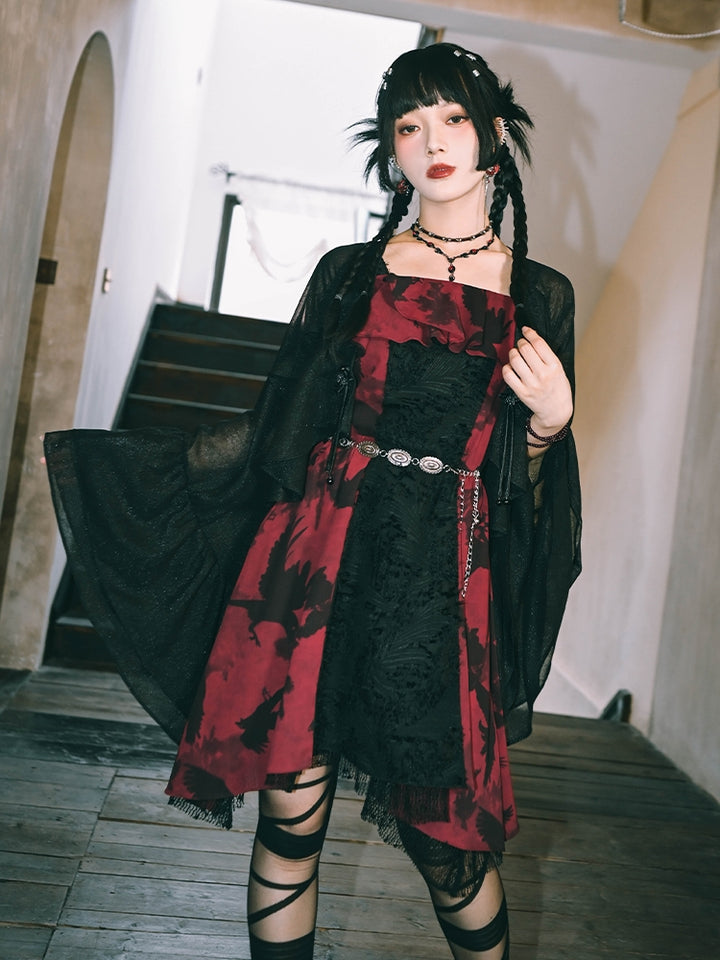 Gothic Patchwork Printed Camisole Dress