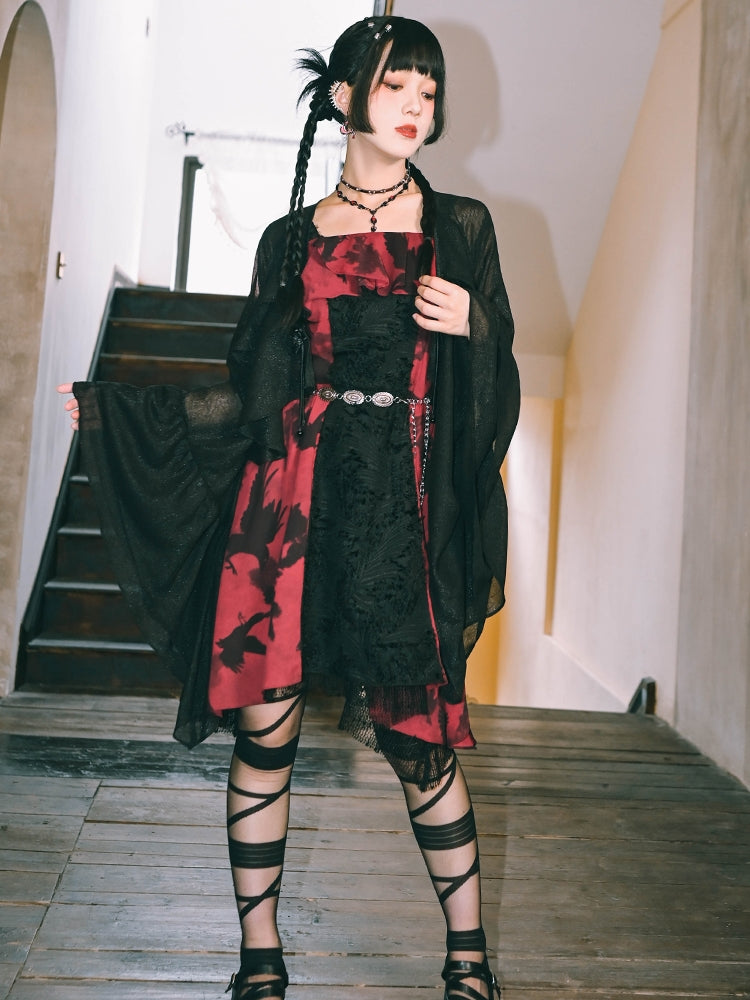 Gothic Patchwork Printed Camisole Dress