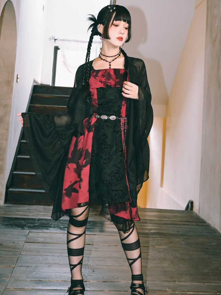 Gothic Patchwork Printed Camisole Dress