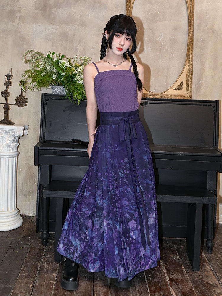 Black and Purple Han-Inspired Tube Top / Cardigan / Skirt