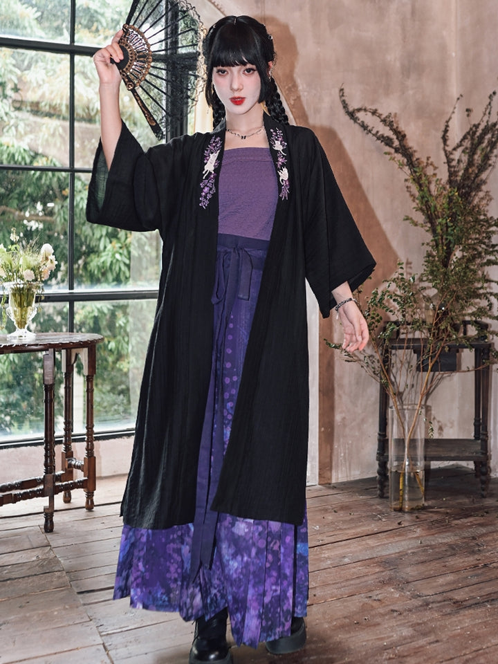 Black and Purple Han-Inspired Tube Top / Cardigan / Skirt