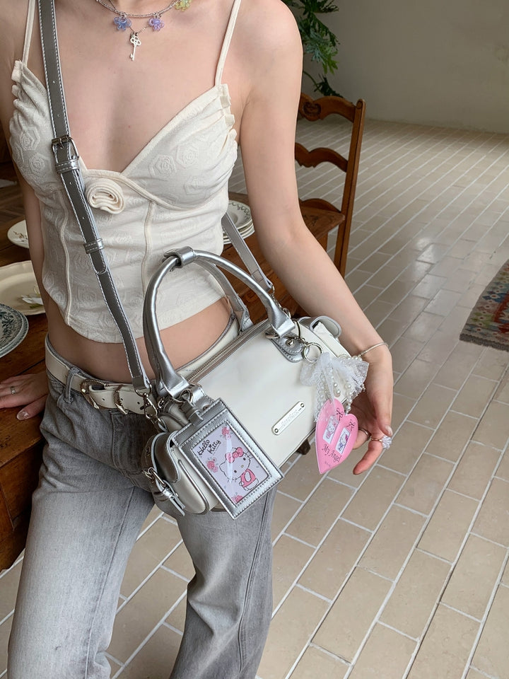 Silky Silver Boston Bag