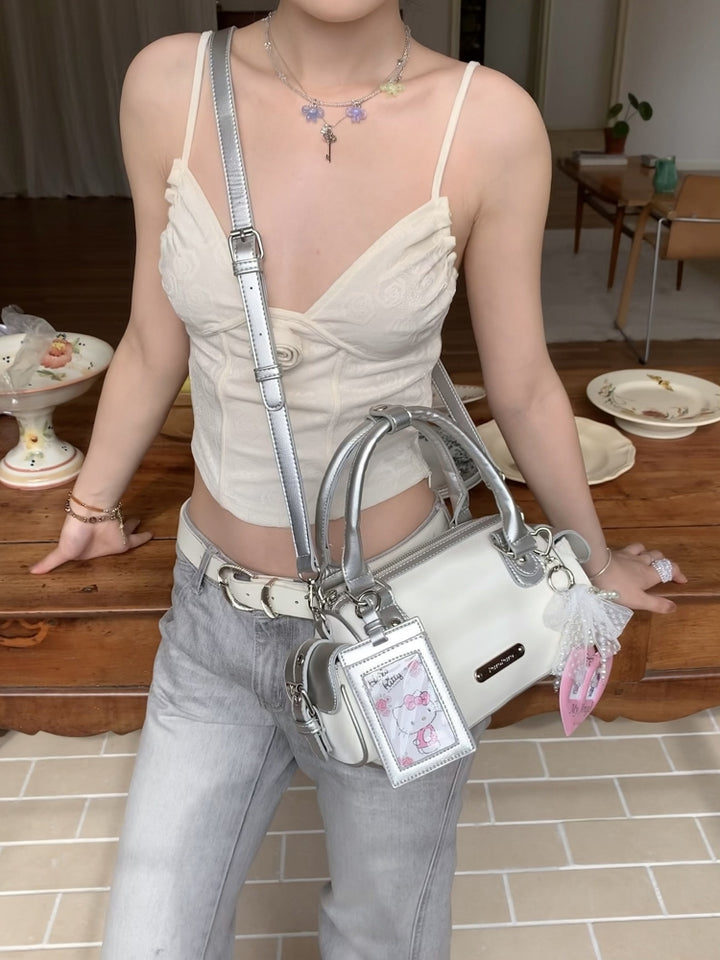 Silky Silver Boston Bag