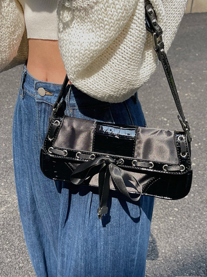 Ballet Style Lace-up Bow Underarm Crossbody Bag