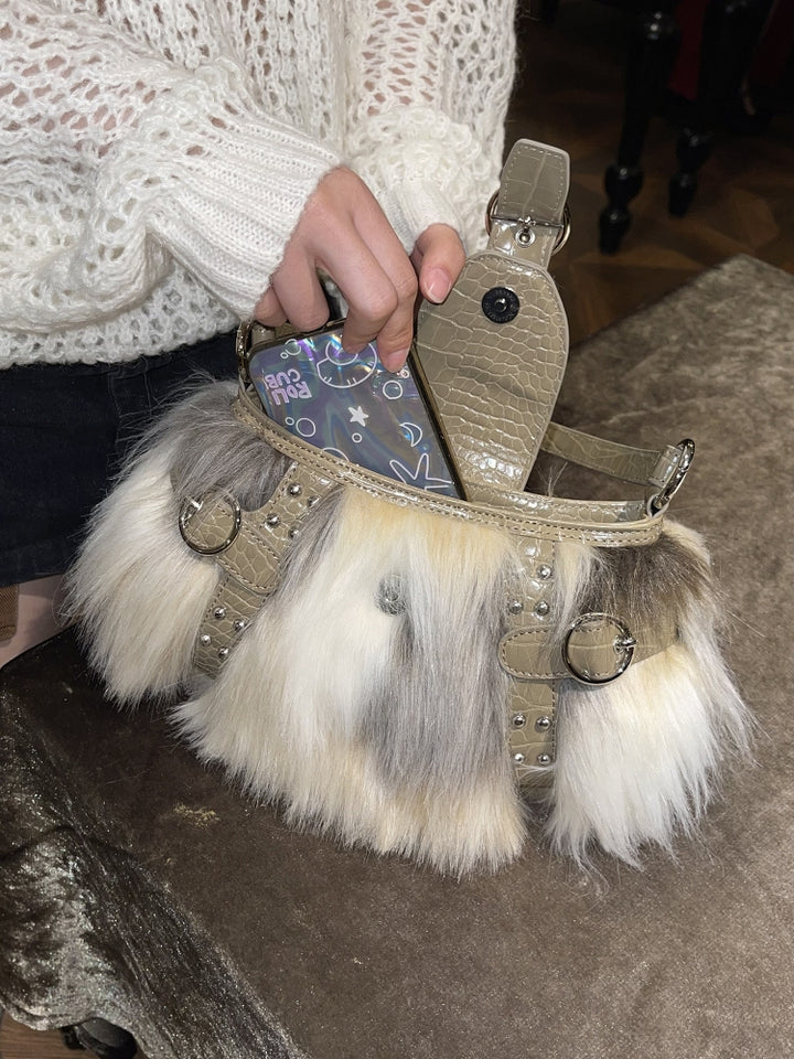 Y2K Faux Mink Fur Underarm Bag