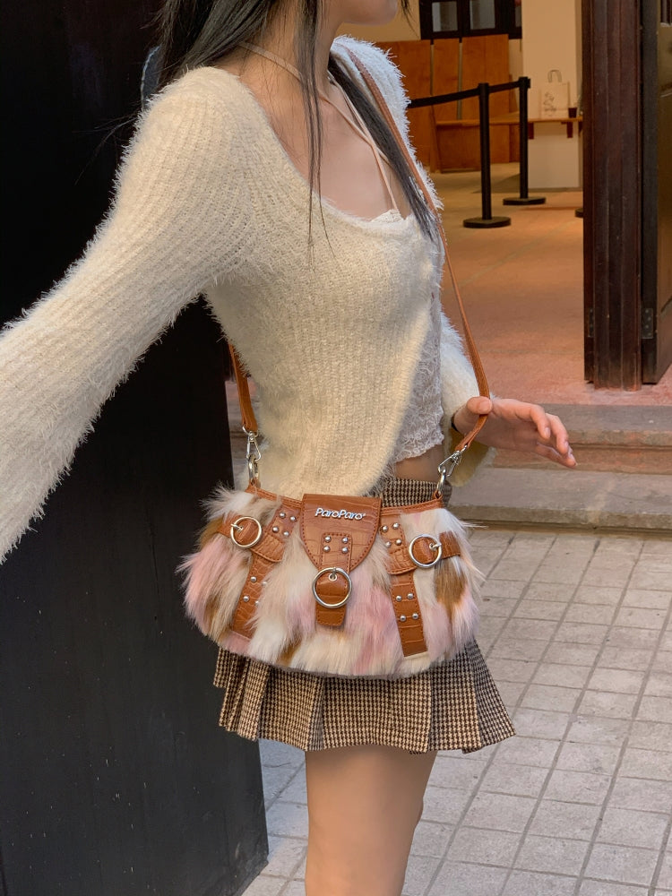 Y2K Faux Mink Fur Underarm Bag