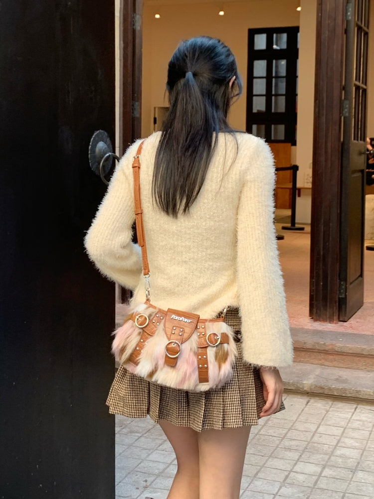 Y2K Faux Mink Fur Underarm Bag