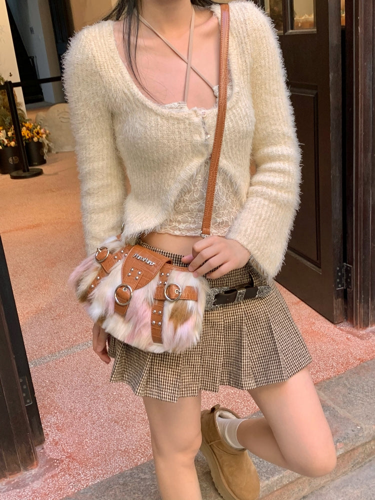 Y2K Faux Mink Fur Underarm Bag