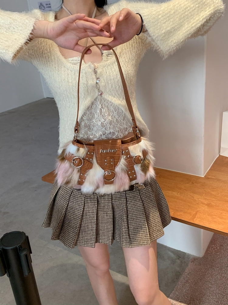 Y2K Faux Mink Fur Underarm Bag