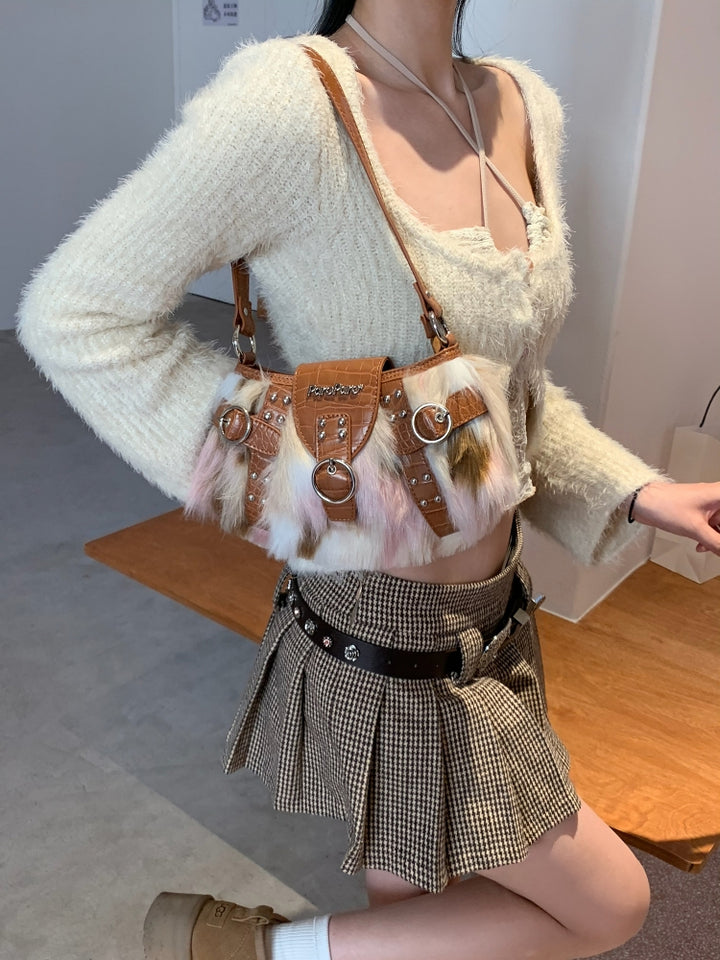 Y2K Faux Mink Fur Underarm Bag
