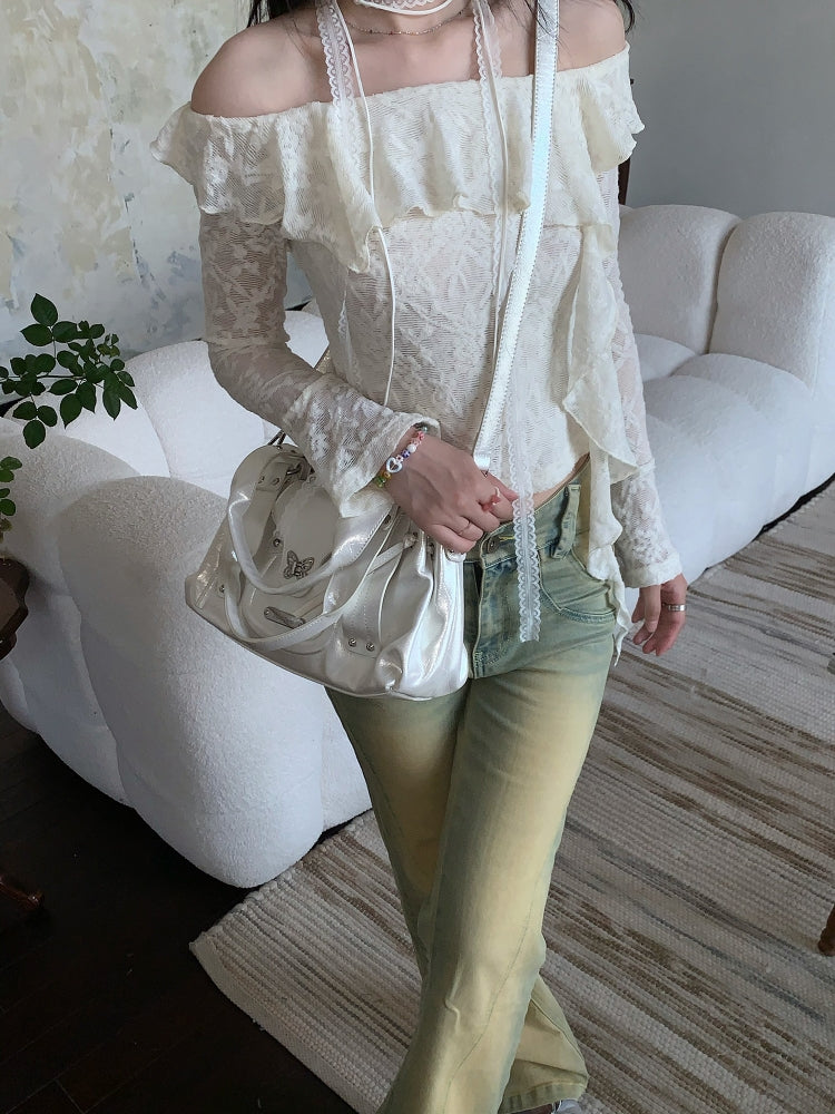 Y2K Metallic Silver Butterfly Biker Shoulder Bag