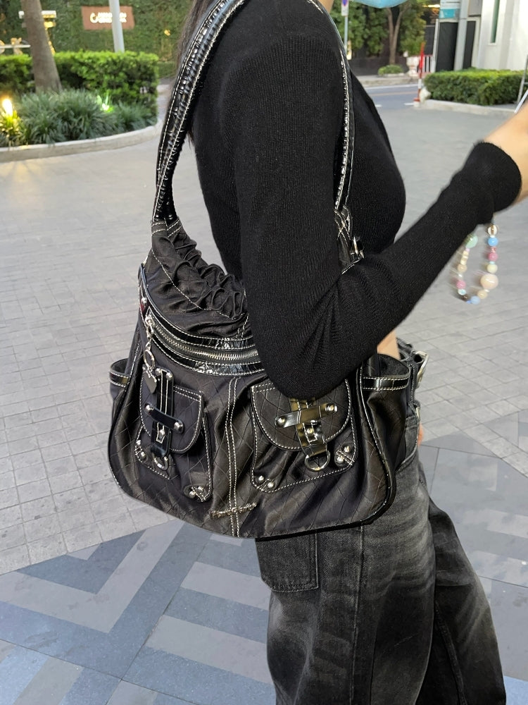 Baddie Y2K Heavy Metal Black Biker Bag
