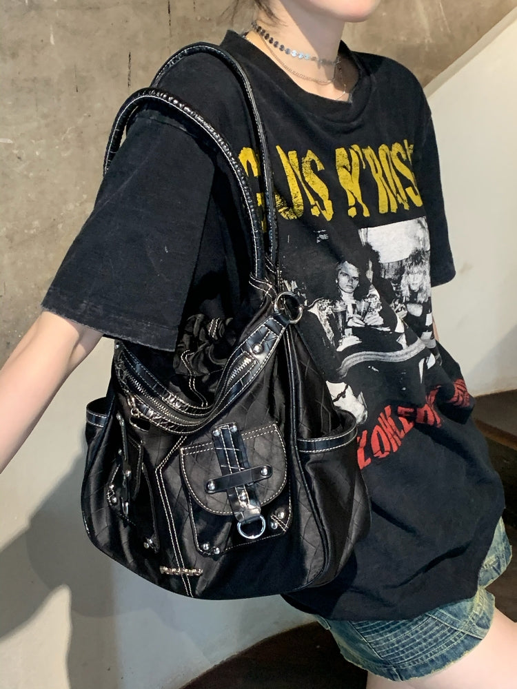 Baddie Y2K Heavy Metal Black Biker Bag