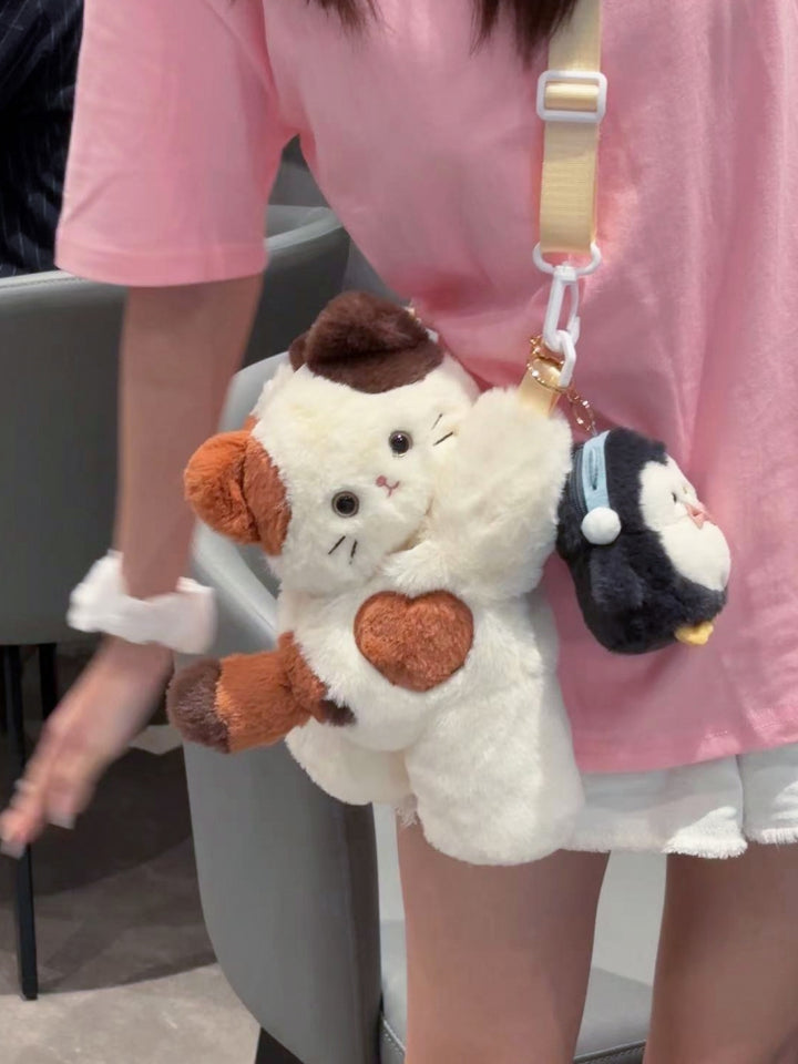 Adorable Plush Cat Crossbody Bag