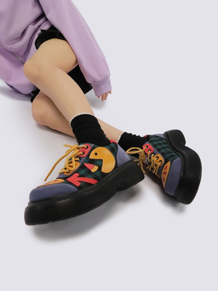 Colorful Patchwork Fruit Design Platform Sneakers