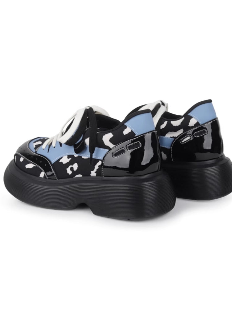 Chunky Sole Cow Print Sneakers