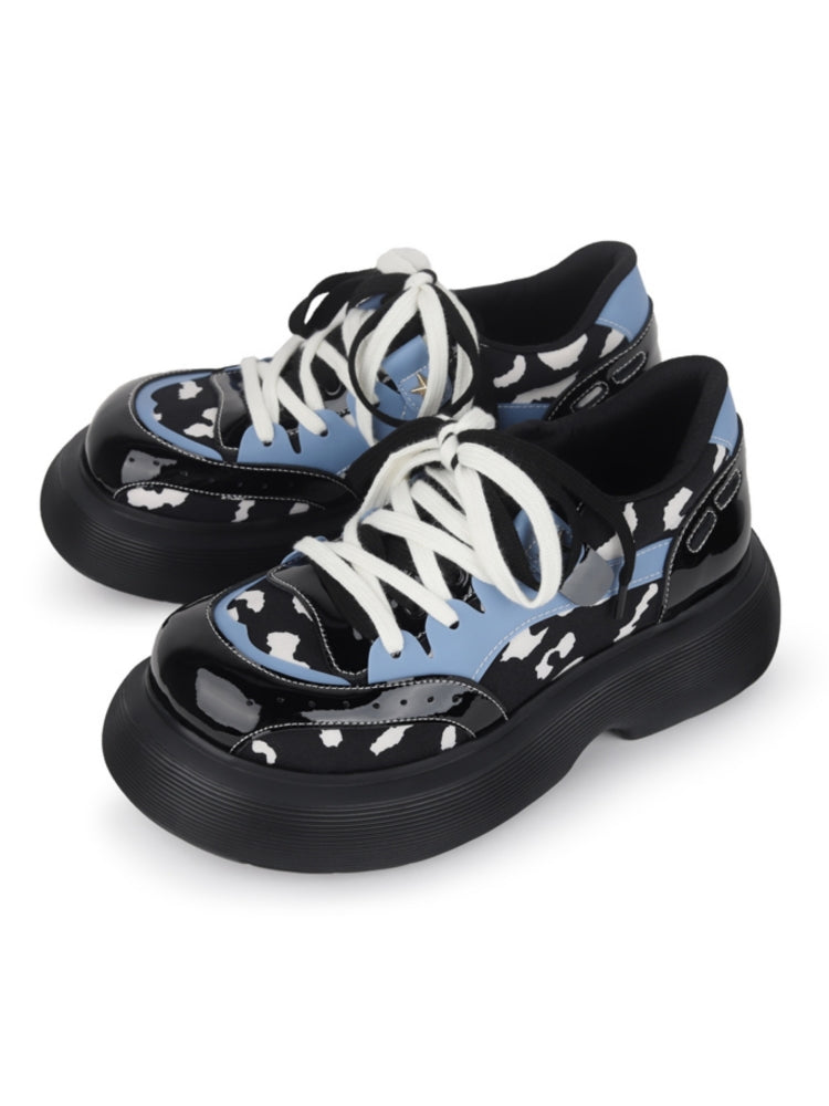 Chunky Sole Cow Print Sneakers
