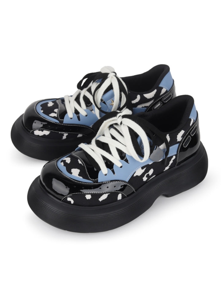Chunky Sole Cow Print Sneakers