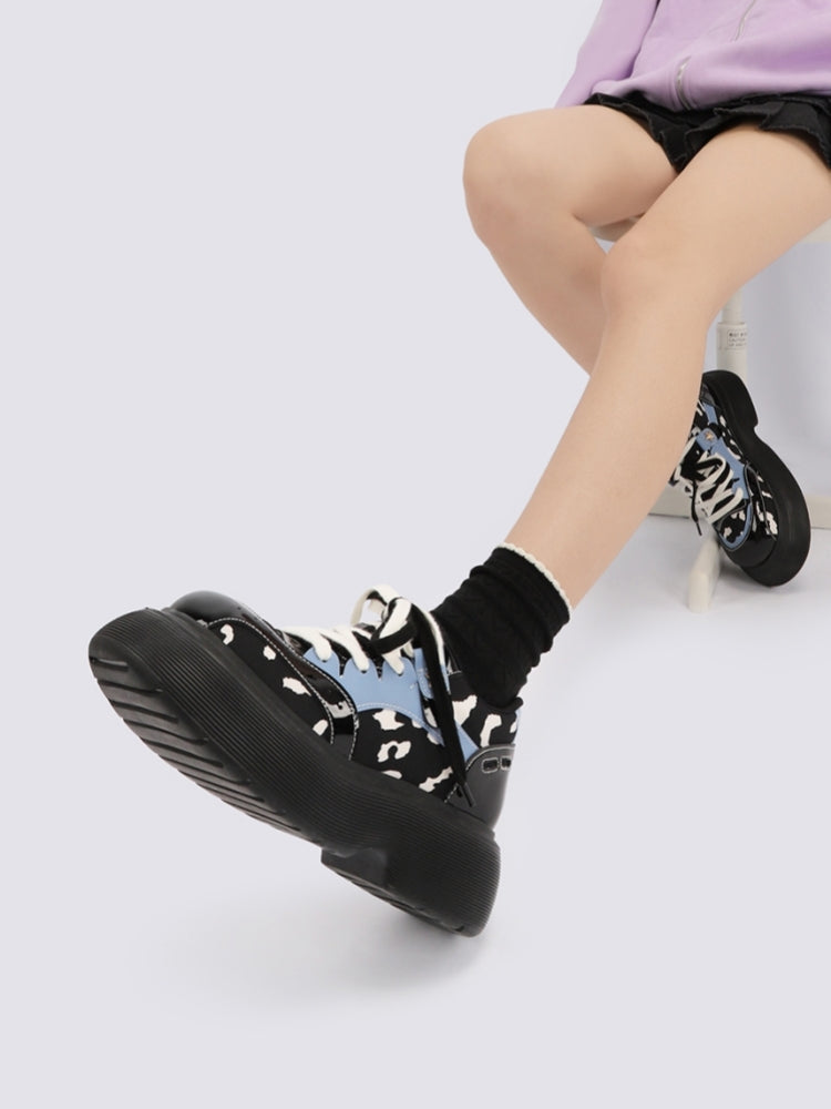 Chunky Sole Cow Print Sneakers
