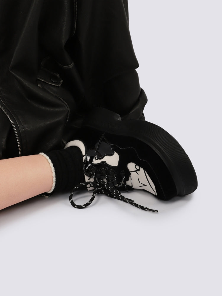 Artistic Graphic Design Bold Monochrome Sneakers