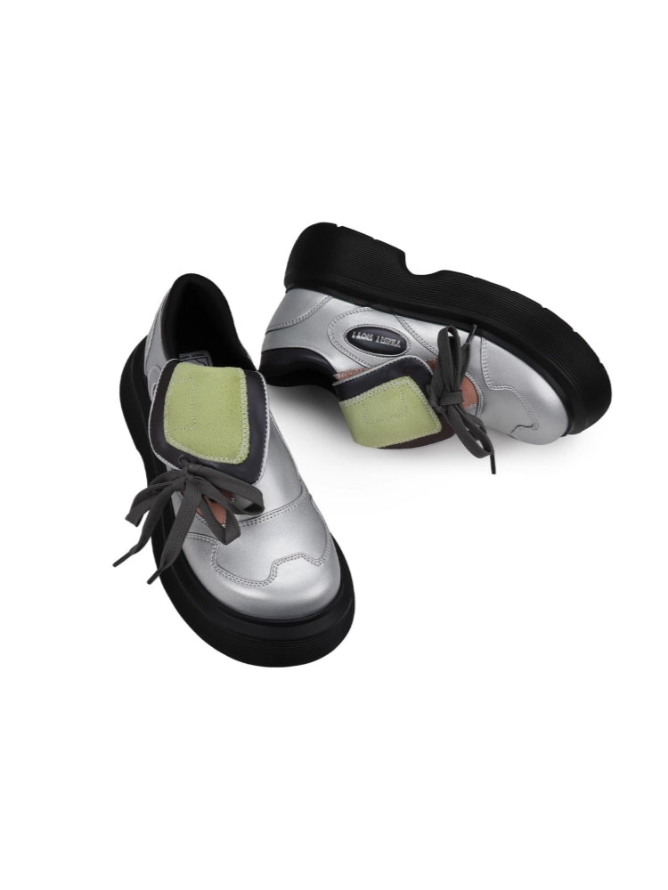 Futuristic Silver Suede Detail Platform Sneakers