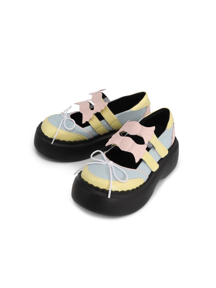 Unique Cut Out Details Pastel Color Platform Sneakers