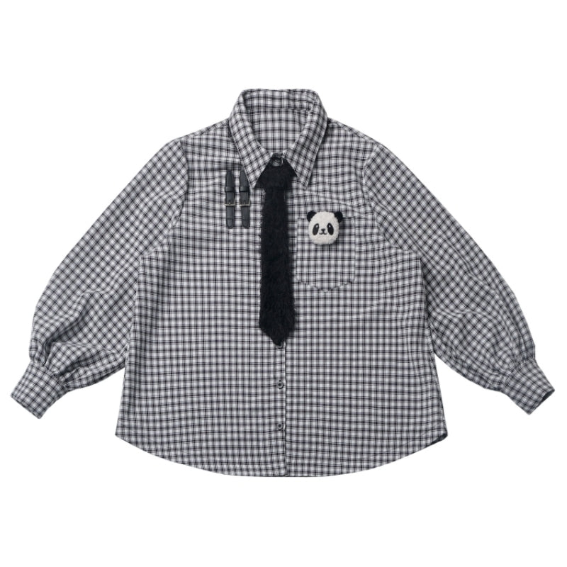 Panda Patch Gingham Shirt /Pants /Jacket