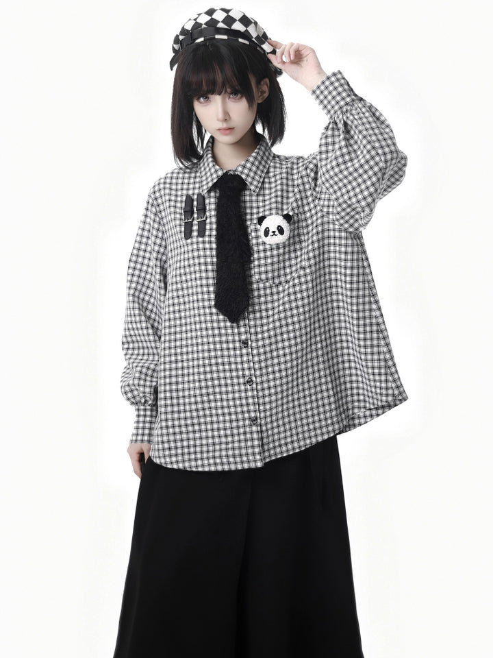 Panda Patch Gingham Shirt /Pants /Jacket