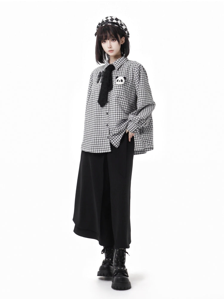 Panda Patch Gingham Shirt /Pants /Jacket