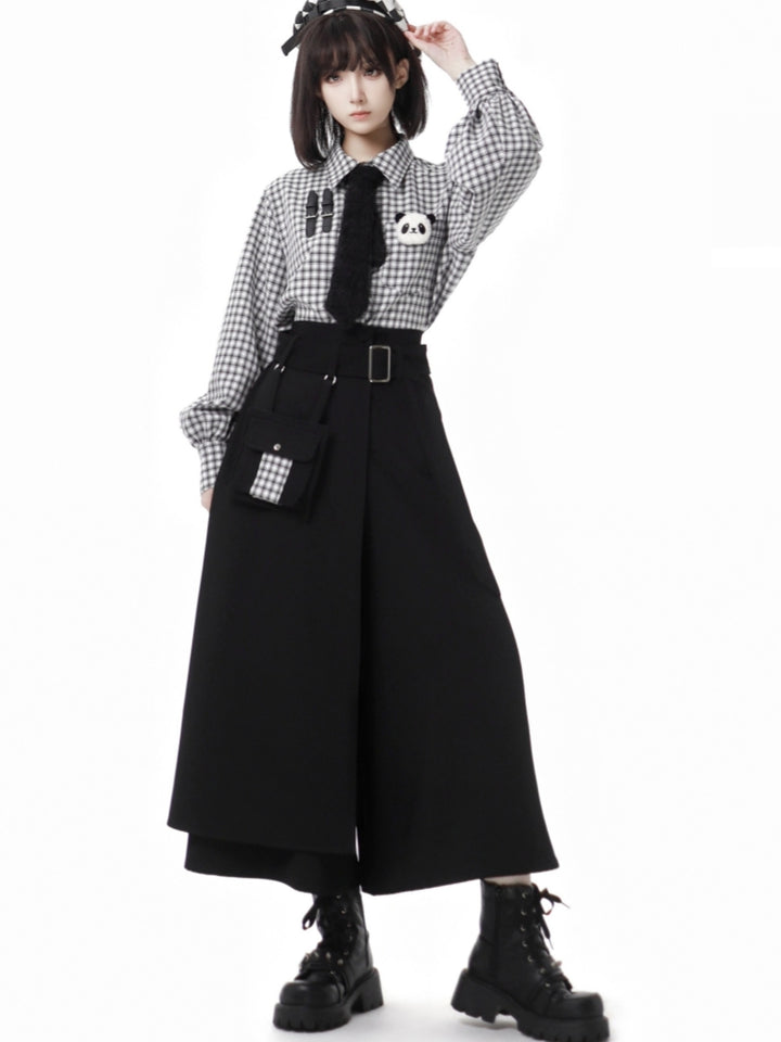 Panda Patch Gingham Shirt /Pants /Jacket