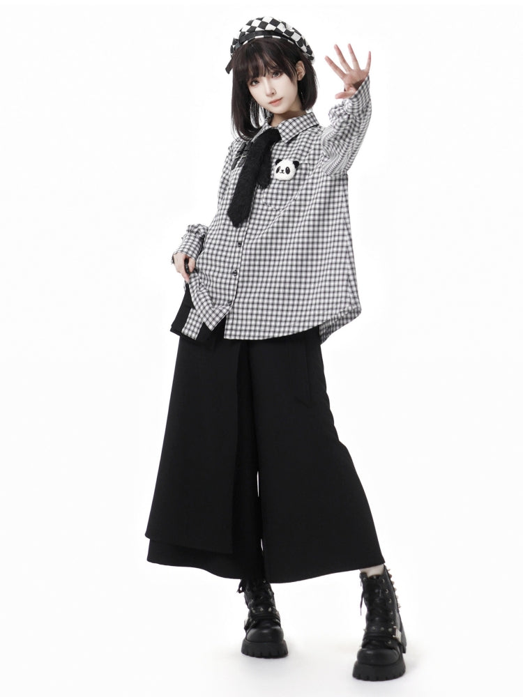 Panda Patch Gingham Shirt /Pants /Jacket