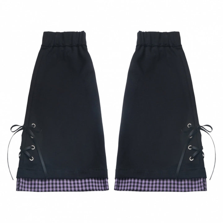 Gothic Street Look Cropped Hoodie/Ruffle Skirt/Leg Warmers