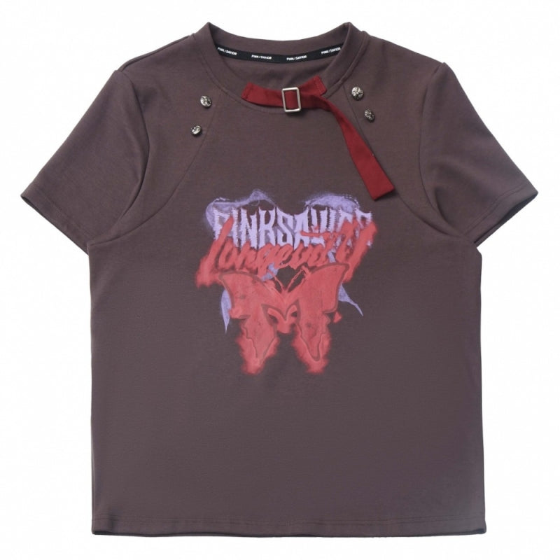 Gothic Street Graphic T-Shirt/ Red Pants