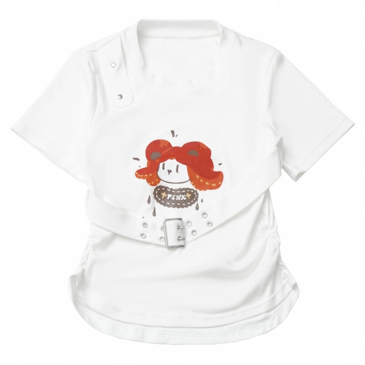 Cartoon Girl Tee Set with Optional Tank Top / Short Skirt / Long Skirt / Leg Warmers