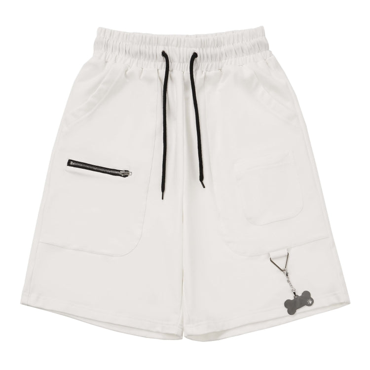 Letter Print and Cute Pendant Detail Colorblock Streetwear T-Shirt / Shorts