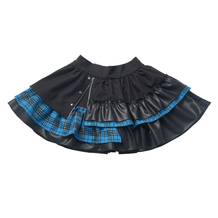 Bold Punk Blue Plaid Tank Top / Jacket / Skirt / Leg Warmer