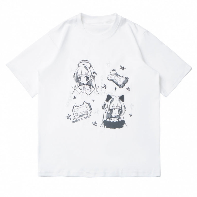 Anime Girl Graphic T-shirt / Ruffle Skirt