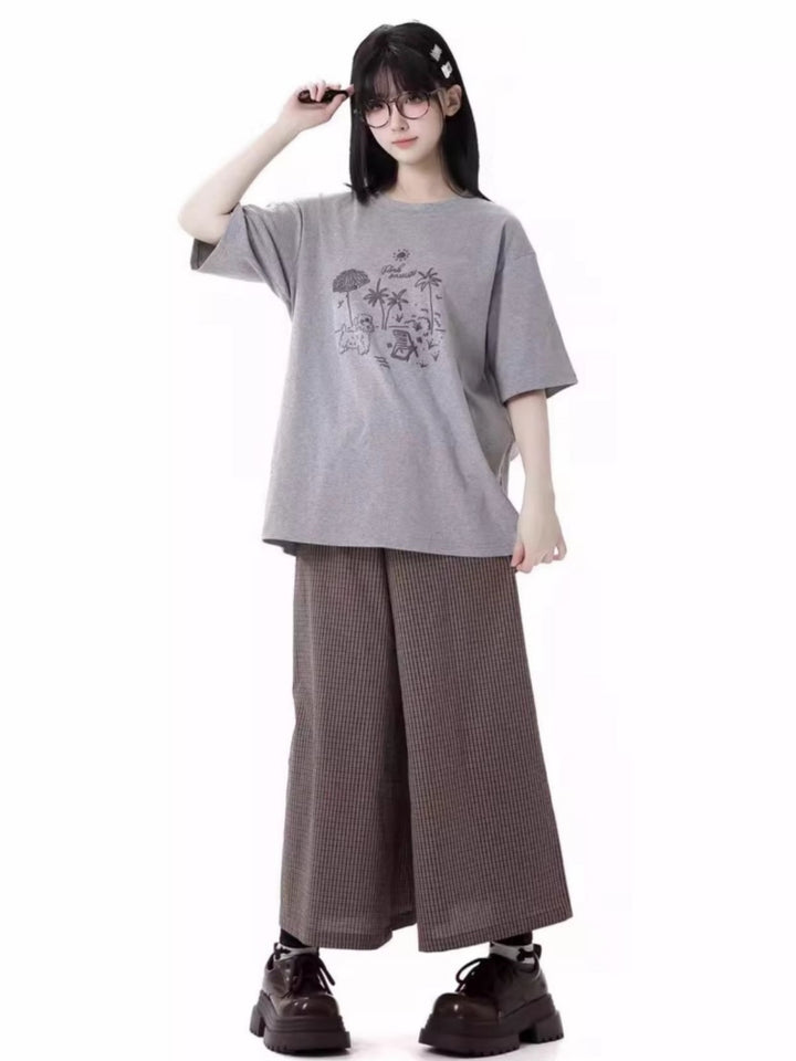 Soft Pastel Colors Graphic Print  Loose Fit Summer T-Shirts