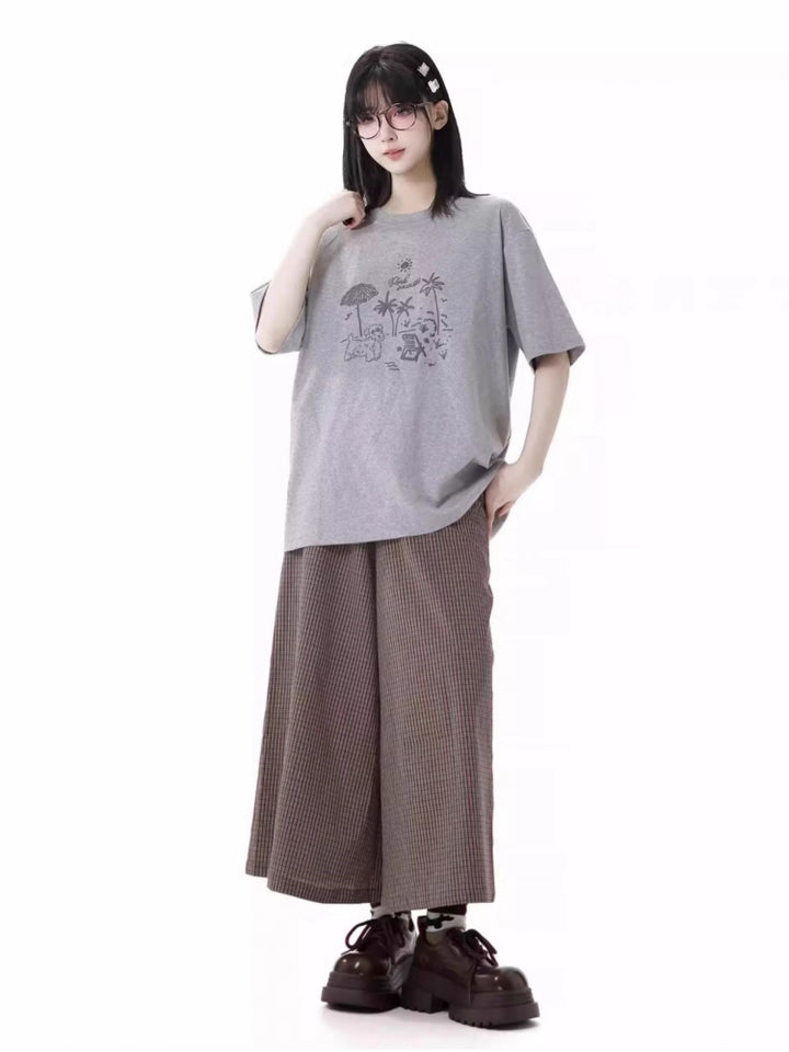 Soft Pastel Colors Graphic Print  Loose Fit Summer T-Shirts