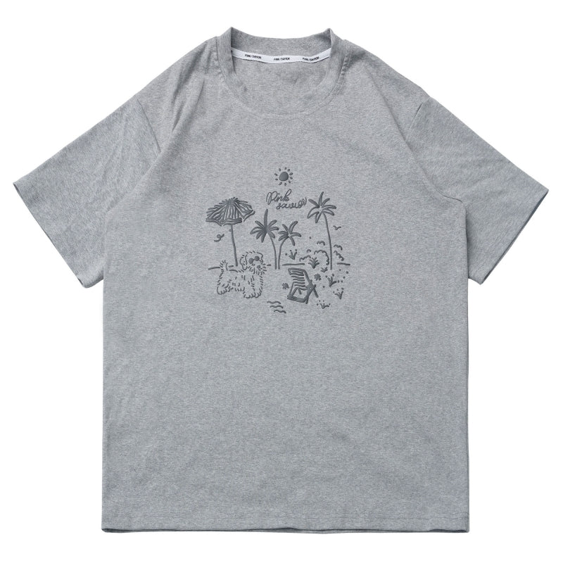 Soft Pastel Colors Graphic Print  Loose Fit Summer T-Shirts