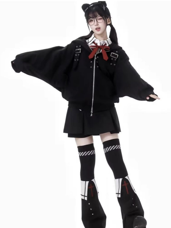Gothic Schoolgirl Cropped Blazer / Shirt / Jacket / Skirt / Cross Leg Warmers