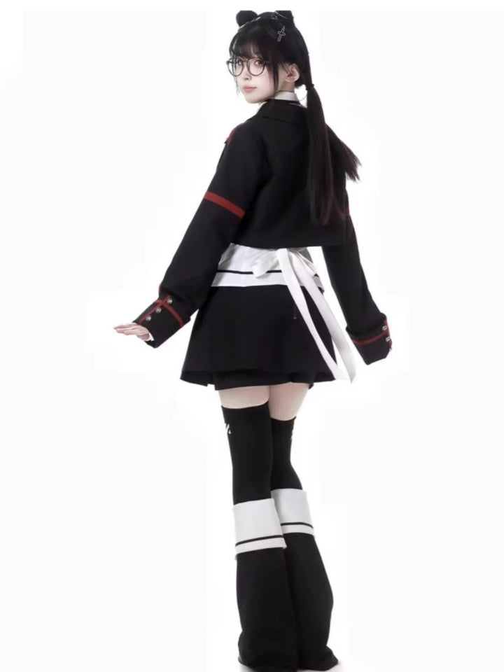 Gothic Schoolgirl Cropped Blazer / Shirt / Jacket / Skirt / Cross Leg Warmers