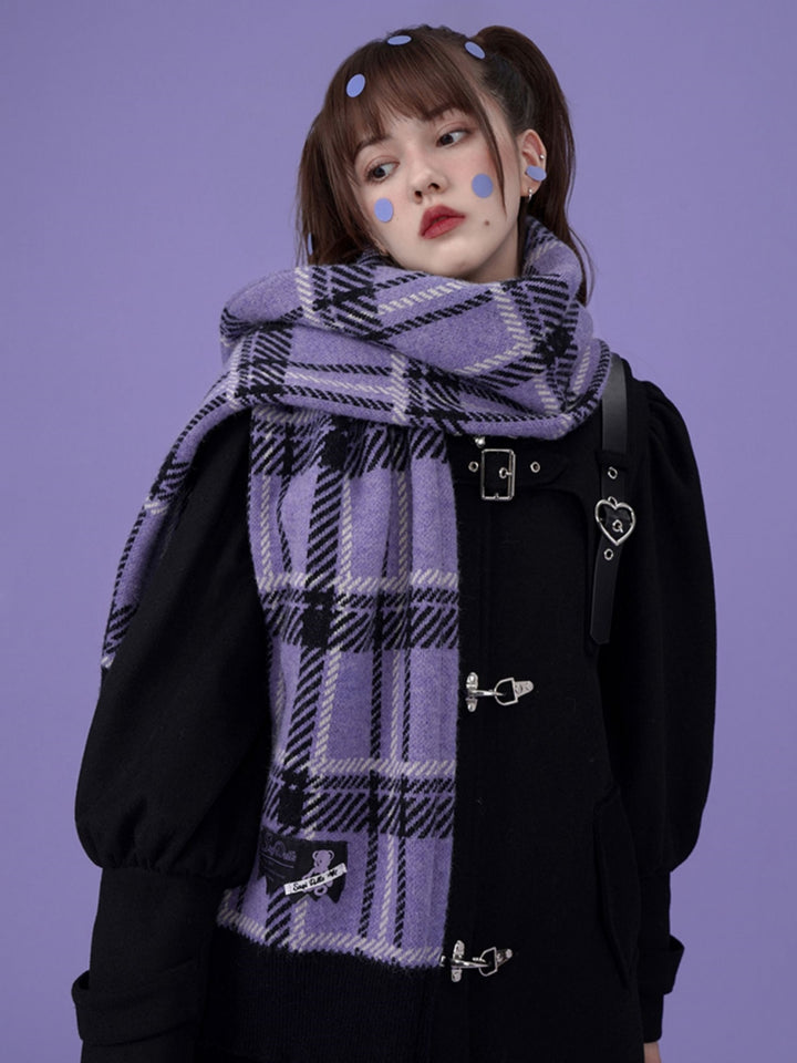 Purple Plaid Winter Scarf
